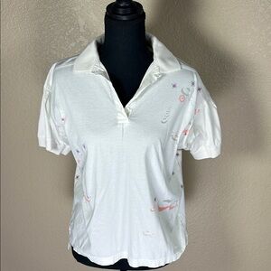 Nike White Abstract Print 3-Button Polo Shirt – Size Medium